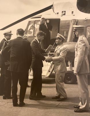 Lot #48 President John F. Kennedy Signed Photograph and Presidential Seal Flag Presented to the Commander of the Marine Corps Recruit Depot - Image 6