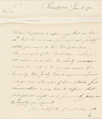 Lot #63 Thomas Jefferson Signed American Philosophical Society Certificate - Image 6