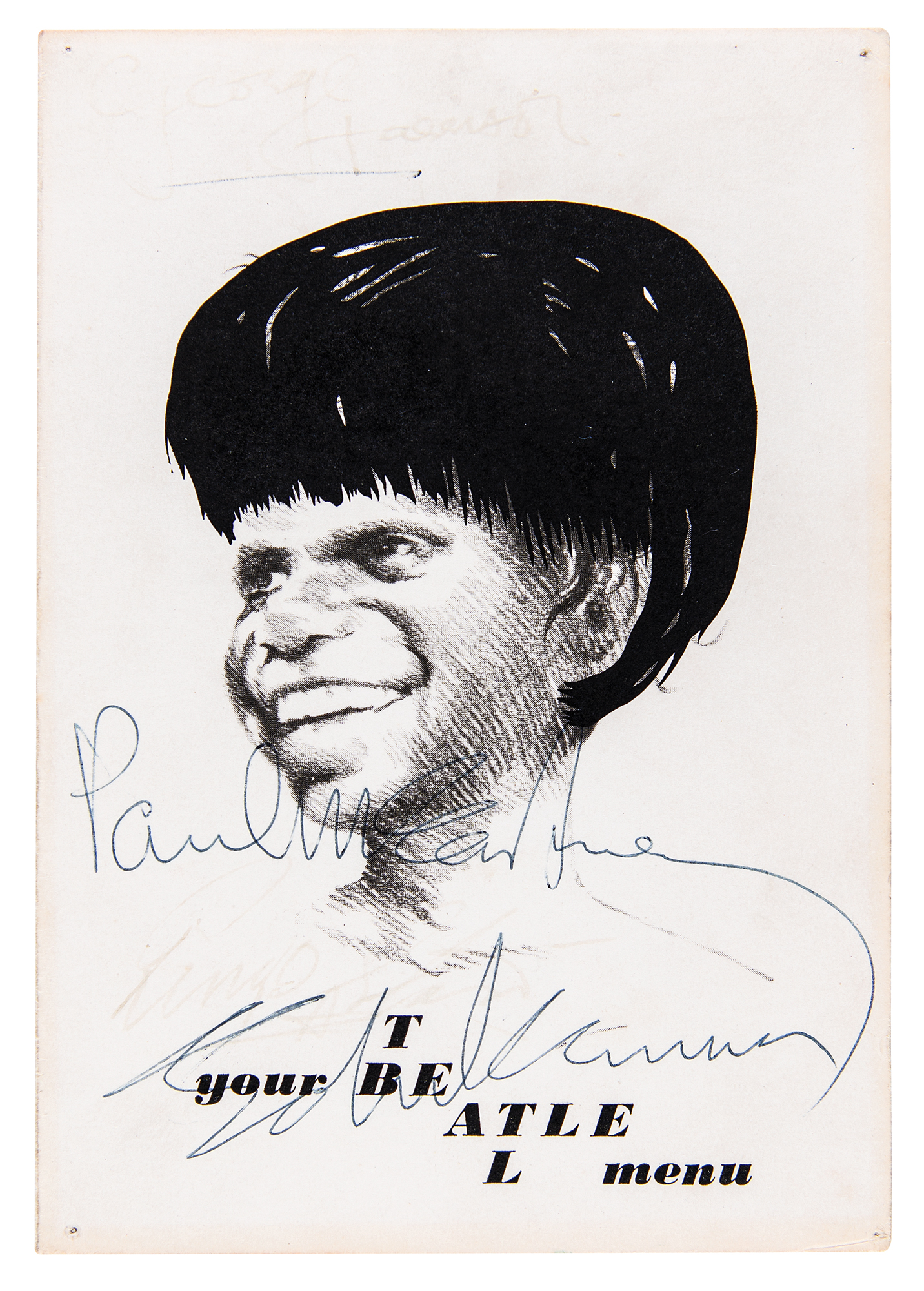 Beatles Signed Menu: McCartney, Harrison, Starr, and Aspinall | RR