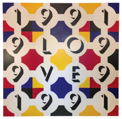 Lot #5202 Arturo Vega Oversized Original Painting - 'Love 1991' (Canvas, 50 x 50) - Image 1