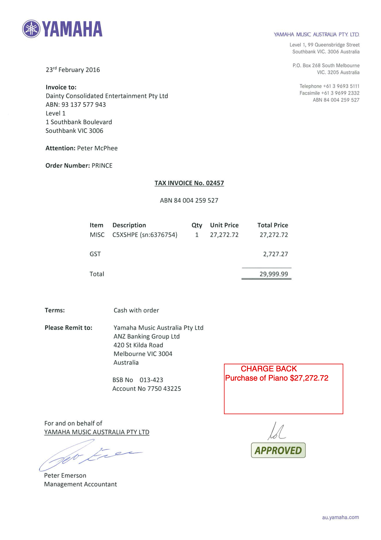 Lot #5248 Prince's Stage-Used Yamaha C5 Grand Piano from the 'Piano & a Microphone Tour' - Image 2