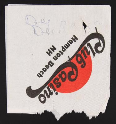 Lot #5222 Ramones Signed Photograph with Sire Records Press Folder and Hampton Beach Club Casino Napkin Signed by Johnny and Dee Dee Ramone - Image 3