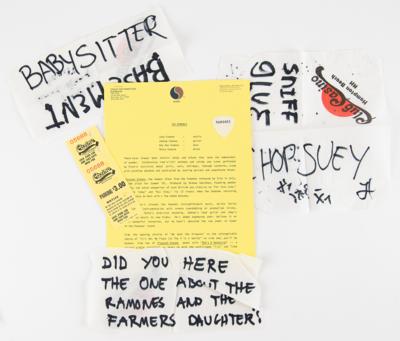 Lot #5222 Ramones Signed Photograph with Sire Records Press Folder and Hampton Beach Club Casino Napkin Signed by Johnny and Dee Dee Ramone - Image 4