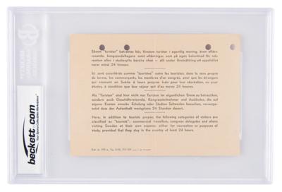 Lot #5122 Charlie Parker Document Signed - Swedish Arrival Card (1950) - Image 2