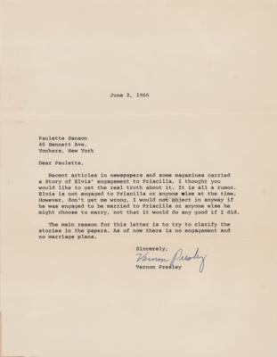 Lot #5132 Vernon Presley Typed Letter Signed: 