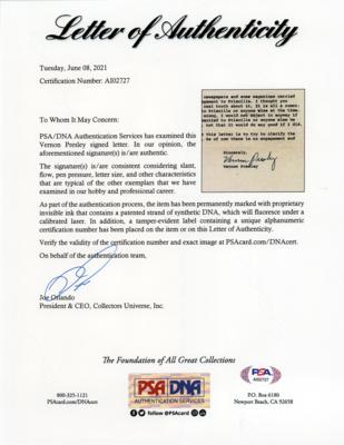 Lot #5132 Vernon Presley Typed Letter Signed: 