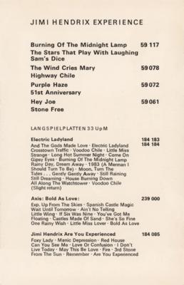 Lot #5078 Jimi Hendrix Experience 1968 Polydor Records Promotional Card - Image 2