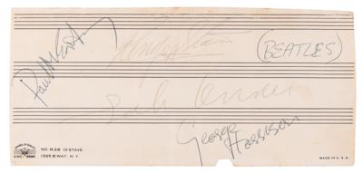 Lot #5020 John Lennon and Ringo Starr Signatures - Obtained After the Beatles? Historic Debut on The Ed Sullivan Show (February 9, 1964) - Image 1