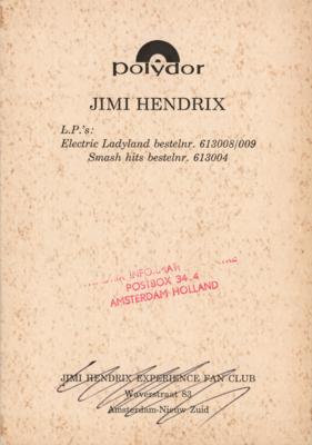 Lot #5075 Jimi Hendrix 1970 Polydor Records Promotional Card - Image 2
