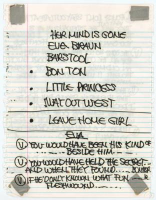 Lot #5186 David Lindley Handwritten Set List and Song Lyrics - Image 1