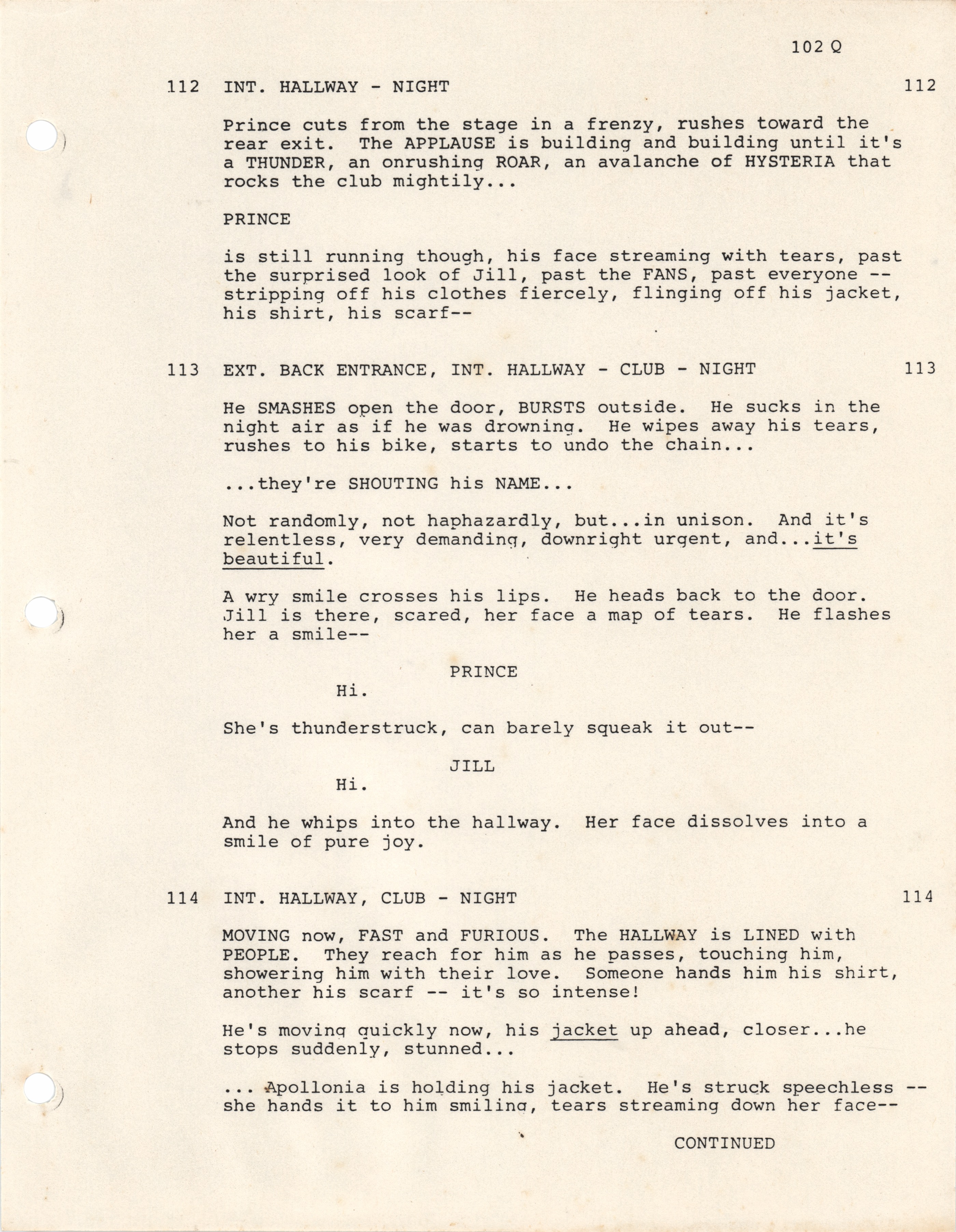 Lot #5253 Prince Purple Rain First Draft Script with Original Shooting Schedule and (25+) Pages of Production-Related Documents - Image 8