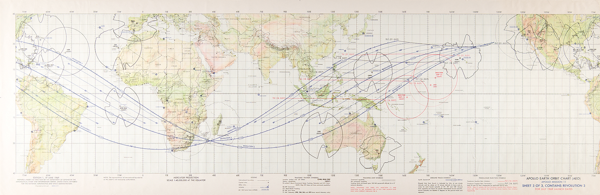 Apollo 11 Earth Orbit Chart | RR Auction