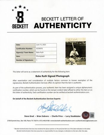 Lot #871 Babe Ruth Signed Photograph - Image 2