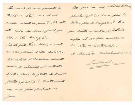 Lot #303 King Edward VIII Autograph Letter Signed - On the State Visit of His Parents, King George V and Queen Mary - Image 2
