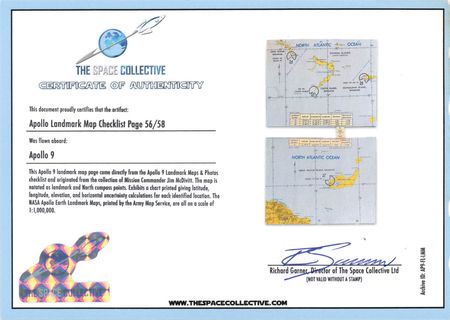 Lot #547 Apollo 9 Landmark Map Checklist Page [Attested as Flown by Richard Garner] - Image 3