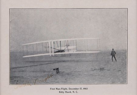 Lot #518 Orville Wright Signed Photograph of Man's First Flight - Image 1