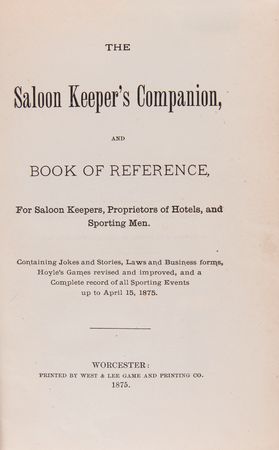 Lot #876 Baseball: The Saloon Keeper's Companion, with Baseball's Championship Code and Standings (1875) Book - Image 2