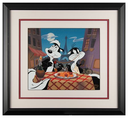 Lot #613 Pepe Le Pew and Penelope Pussycat limited edition hand-painted cel from Clampett Studio Collections - 'They Eat Pasta Too!' Limited Edition Hand-Painted Cel - Image 2