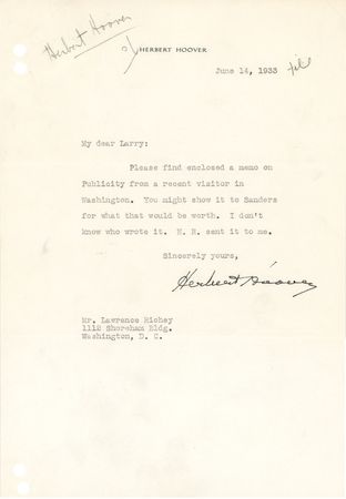 Lot #97 Herbert Hoover (3) Typed Letters Signed - Image 2