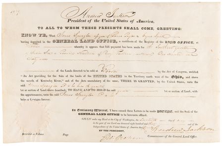Lot #99 Andrew Jackson Document Signed as President - Image 1