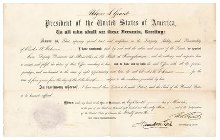Lot #19 U. S. Grant Document Signed as President - Image 1