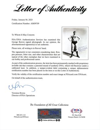 Lot #711 George Reeves Signed Photograph as Superman to his 