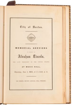 Lot #111 Abraham Lincoln: Eulogy by Charles Sumner, Extra-Illustrated with Tickets, Program, and Letters - Image 9