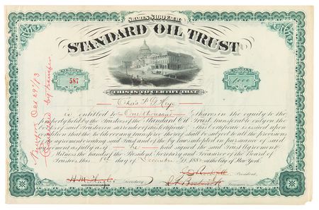 Lot #212 John D. Rockefeller and Henry M. Flagler Signed Stock Certificate for 1000 Shares in Standard Oil Trust - Image 1