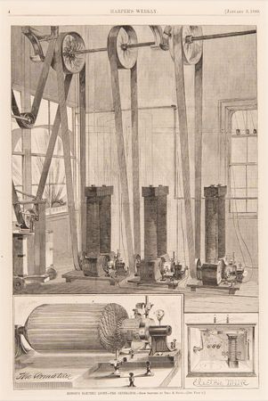 Lot #274 Thomas Edison: Electric Light Generator Print from Harper's Weekly - Image 1