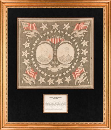 Lot #94 Benjamin Harrison and Levi P. Morton 1888 Campaign Bandana - Image 1