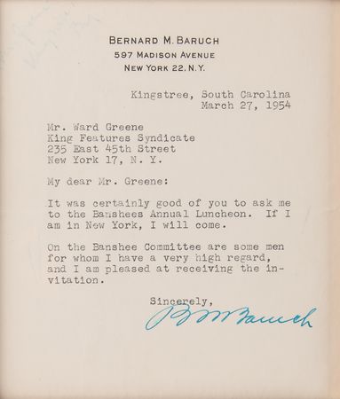 Lot #249 Bernard Baruch (2) Typed Letters Signed - Image 2