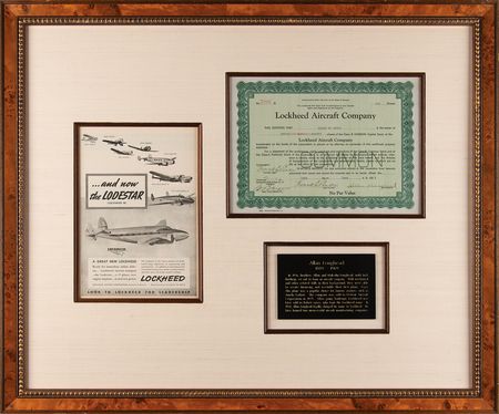 Lot #522 Lockheed Aircraft Company Stock Certificate - Image 1