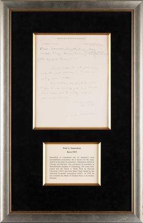 Lot #346 Paul Samuelson Autograph Letter Signed on the Nobel Prize - Image 1