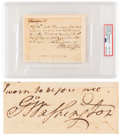 Lot #1 George Washington Document Signed - PSA NM-MT 8 - Image 1
