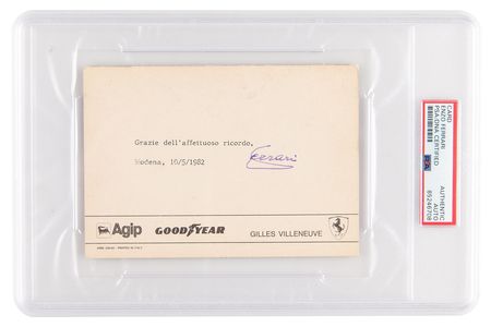 Lot #869 Enzo Ferrari Signed Promo Card - Image 1