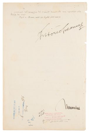 Lot #322 Benito Mussolini and Vittorio Emanuele III Document Signed - Image 1