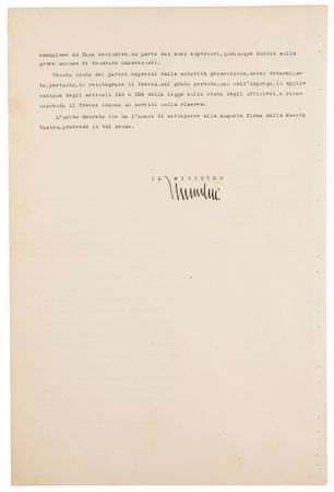 Lot #321 Benito Mussolini Document Signed - Image 1