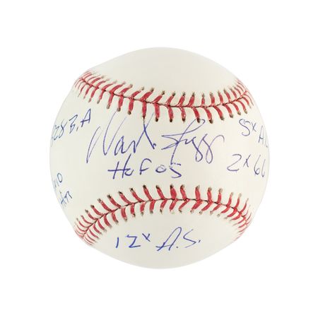 Lot #878 Wade Boggs Signed Baseball with Career Stats - Image 1