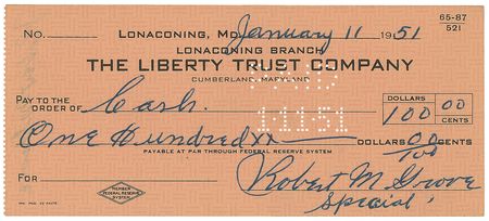 Lot #890 Lefty Grove Twice-Signed Check - Image 1