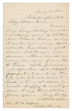 Lot #365 Clement Vallandigham Autograph Letter Signed - Image 1