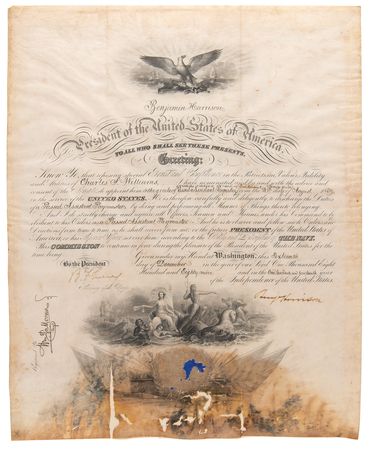 Lot #90 Benjamin Harrison Document Signed as President - Image 1