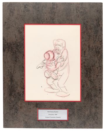 Lot #609 Pinocchio and Geppetto production drawing from Pinocchio Production Drawing - Image 1