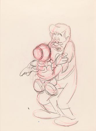 Lot #609 Pinocchio and Geppetto production drawing from Pinocchio Production Drawing - Image 2