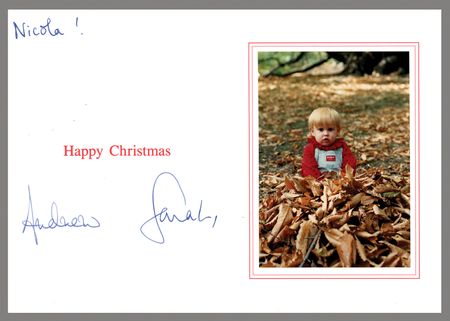 Lot #334 Prince Andrew and Sarah, Duchess of York Signed Christmas Card - Image 1