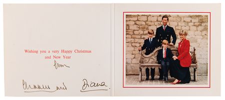 Lot #200 Princess Diana and King Charles III Signed Christmas Card (1990) - Image 1