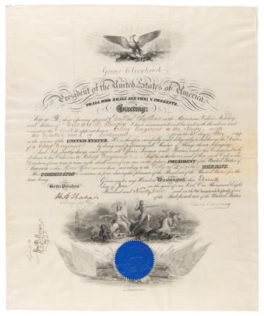 Lot #59 Grover Cleveland Document Signed as President - Appointment of a 'Chief Engineer in the Navy' - Image 1