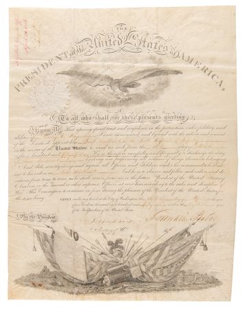 Lot #12 Franklin Pierce and Jefferson Davis Document Signed as President and Secretary of War - Image 1