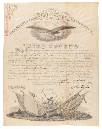 Lot #166 John Tyler Document Signed as President