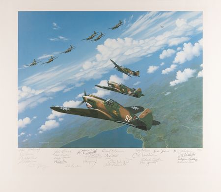 Lot #436 Flying Tigers Multi-Signed (26) Print by Stan Stokes - Image 1