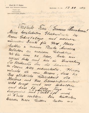 Lot #290 Fritz Haber Autograph Letter Signed - Image 1